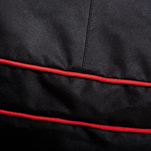 Double stitching for strength, red piping for looks