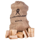 10 pound bag of maple wood chunks surrounded by wood chunks